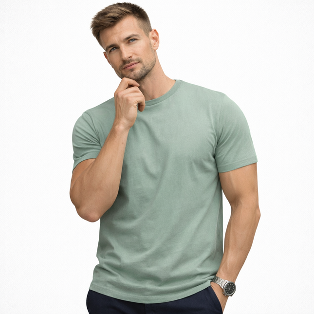 Klassisk bomulls T-skjorte for herre – ensfarget, myk og behagelig