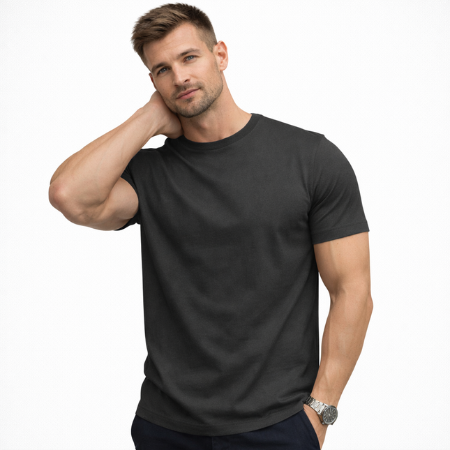 Klassisk bomulls T-skjorte for herre – ensfarget, myk og behagelig