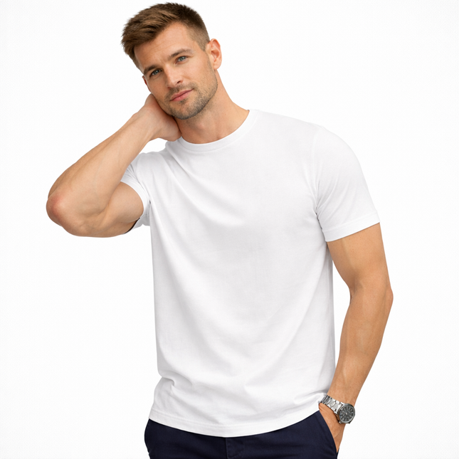 Klassisk bomulls T-skjorte for herre – ensfarget, myk og behagelig