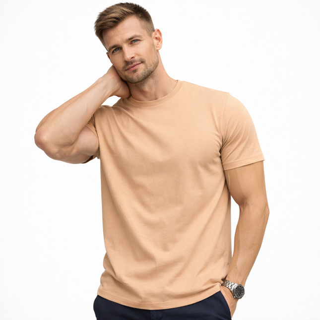 Klassisk bomulls T-skjorte for herre – ensfarget, myk og behagelig