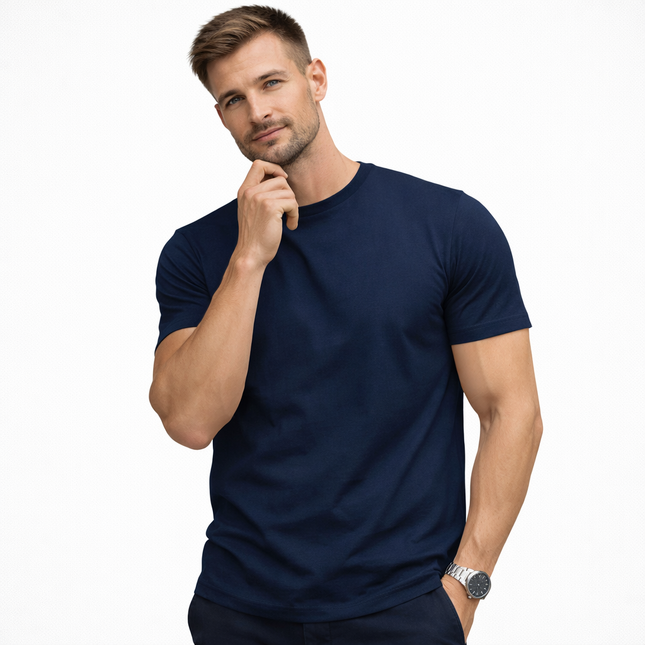 Klassisk bomulls T-skjorte for herre – ensfarget, myk og behagelig