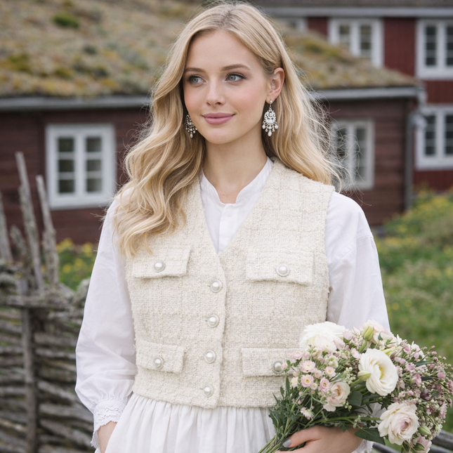 Elegant koreanskinspirert damevest – retro waistcoat med løs passform til vår og høst