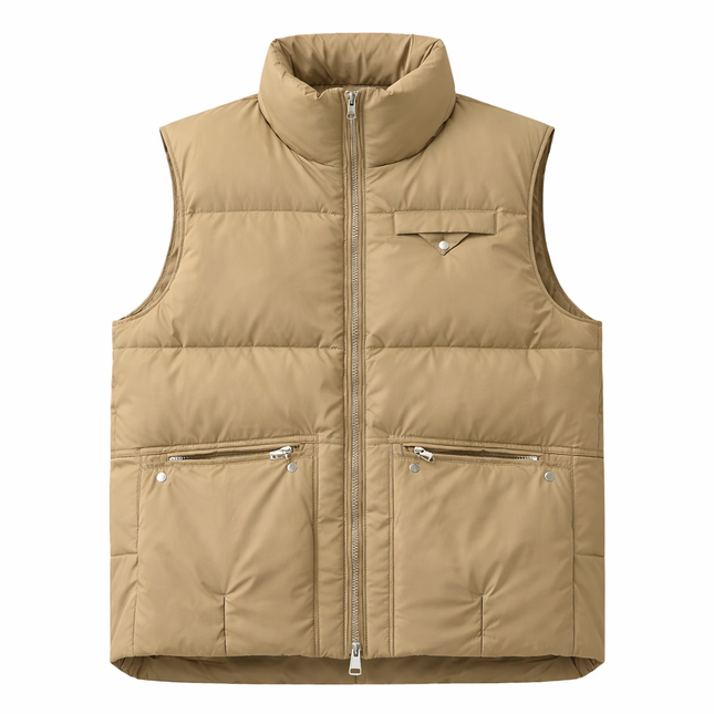 Lett og tynn vattert bomullsvest til dame – elegant, løs passform som virker slankende