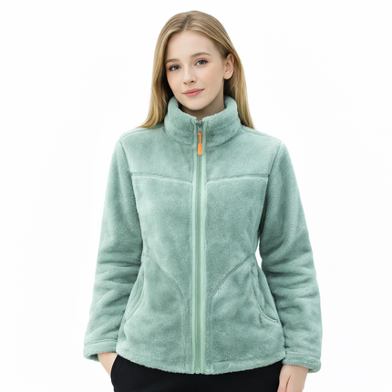 Rosa kosejakke i teddy-fleece – tykk og varm damejakke til høst og vinter