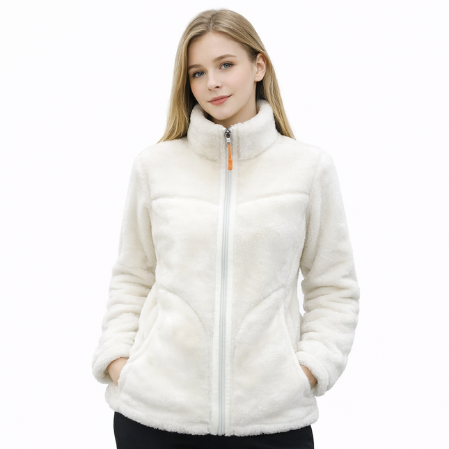 Rosa kosejakke i teddy-fleece – tykk og varm damejakke til høst og vinter