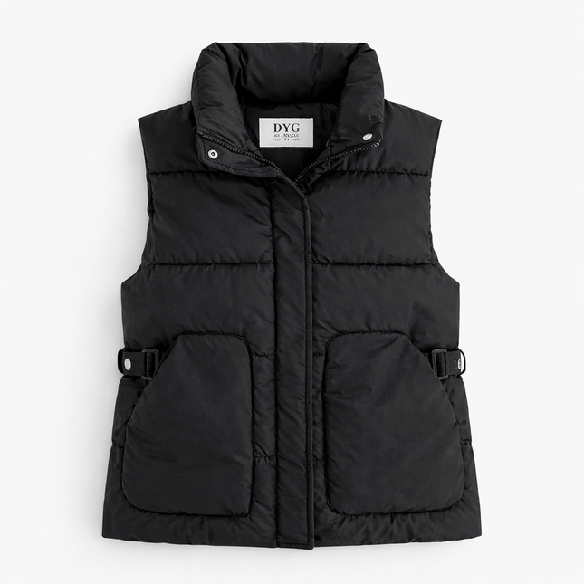 Vattert ermeløs damevest – løs koreansk passform til høst og vinter