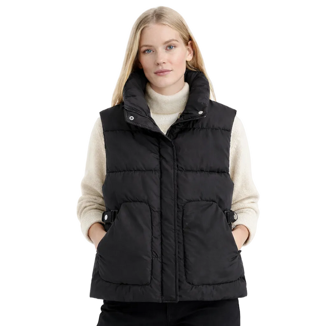 Vattert ermeløs damevest – løs koreansk passform til høst og vinter