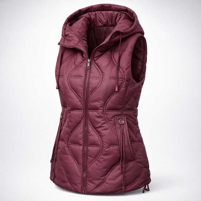 Kort, vattert damevest – tykk og varm koreanskinspirert vintervest til høst og vinter