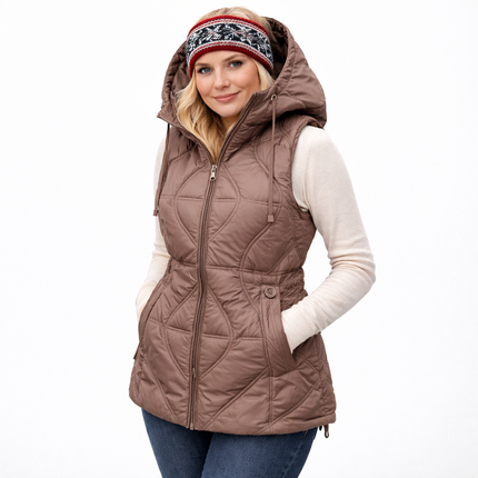 Kort, vattert damevest – tykk og varm koreanskinspirert vintervest til høst og vinter