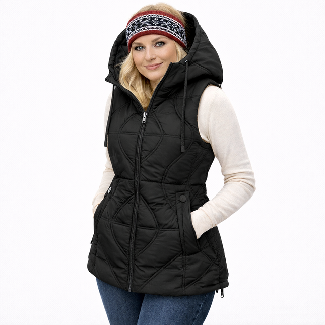 Kort, vattert damevest – tykk og varm koreanskinspirert vintervest til høst og vinter