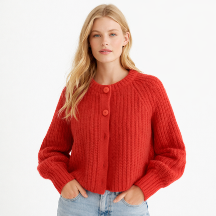 Y2K-Inspirert Strikkegenser for Kvinner – Løs Cardigan med Knapper | Myk og Trendy Genser til Høst og Vinter