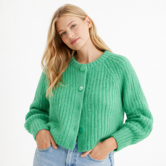 Y2K-Inspirert Strikkegenser for Kvinner – Løs Cardigan med Knapper | Myk og Trendy Genser til Høst og Vinter