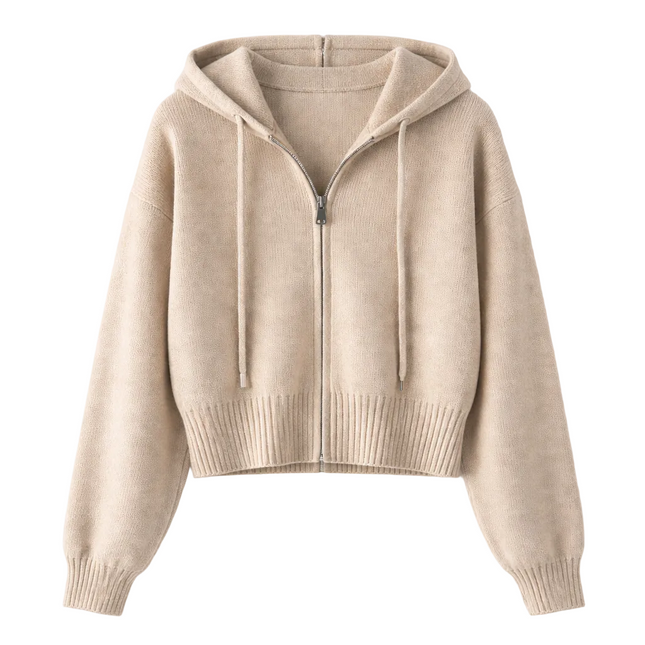 Kort Strikket Cardigan med Glidelås og Hette – Søt & Vintage Inspirert Genser til Høst og Vinter