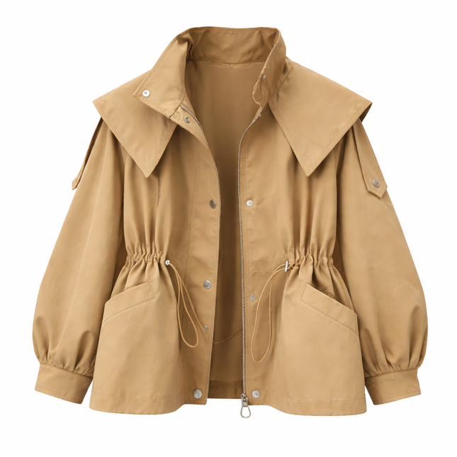 Kort Trenchjakke for Dame – Elegant Kort Jakke med Party-Design og Lange Ermer | Koreansk Vintage Stil & Komfortabel Passform