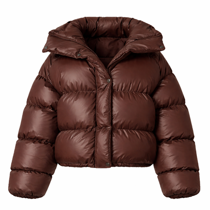 Kort Bomullsjakke for Dame – Hettejakke med Ståkrage | Løs & Elegant til Høst og Vinter