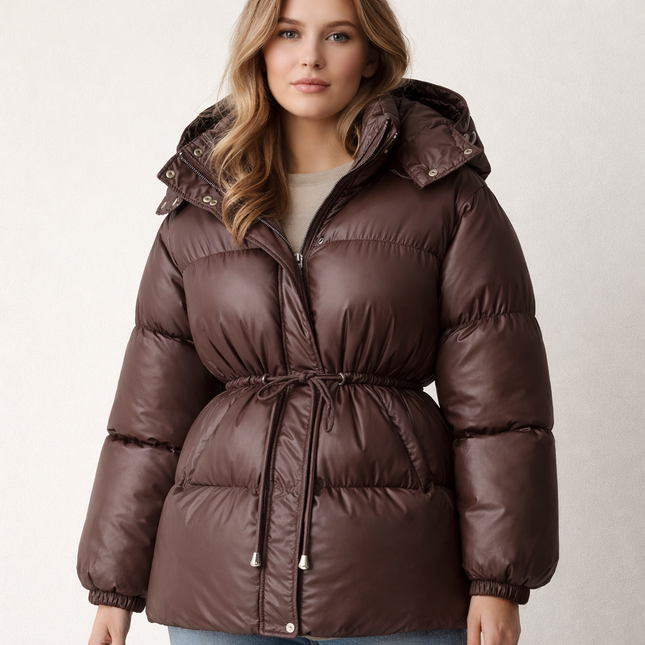 Varm Hettejakke for Dame – Tykk Bomullsjakke med Snøring og Glidelås | Løs Passform til Høst og Vinter 2025