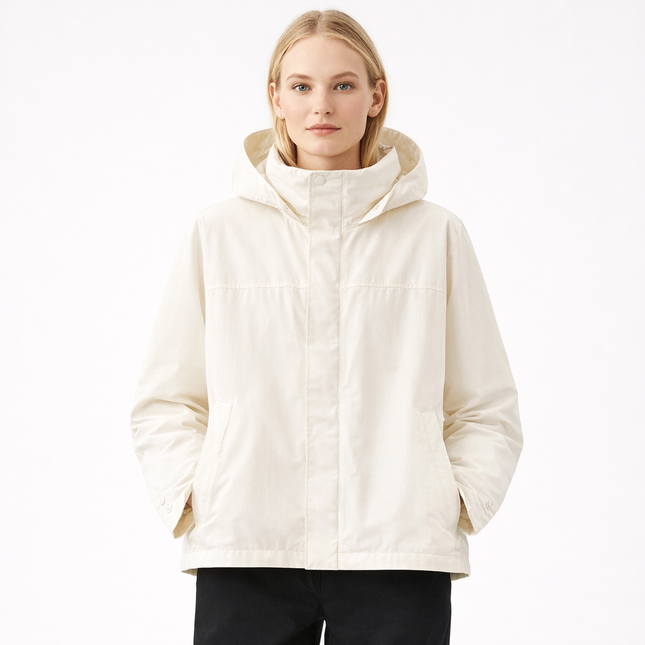 Vanntett Vindjakke for Dame – Lett Jakke med Hette & Høy Krage | Perfekt til Friluft & Hverdag