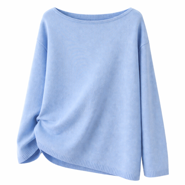 Strikkegenser for Kvinner – Myk Bomullsgenser med Åpen Rygg | Løs, Trendy og Elegant til Høst og Vinter