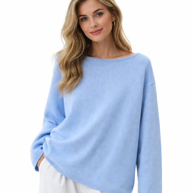 Strikkegenser for Kvinner – Myk Bomullsgenser med Åpen Rygg | Løs, Trendy og Elegant til Høst og Vinter