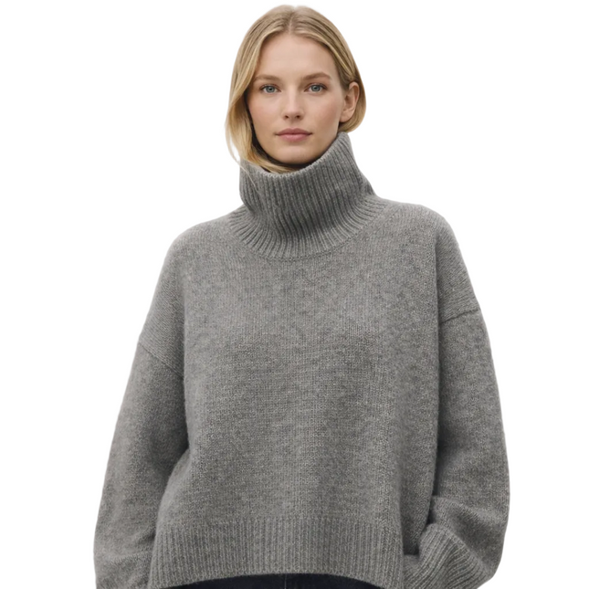 Tykk Høyhalset Kasjmirgenser for Kvinner – 100% Ren Kasjmir | Myk, Løs og Elegant Strikkegenser i Europeisk Stil