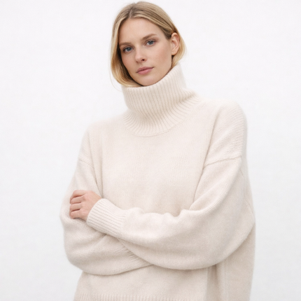 Tykk Høyhalset Kasjmirgenser für Kvinner – 100 % Ren Kasjmir | Mykische, elegante und elegante Schlager im europäischen Stil