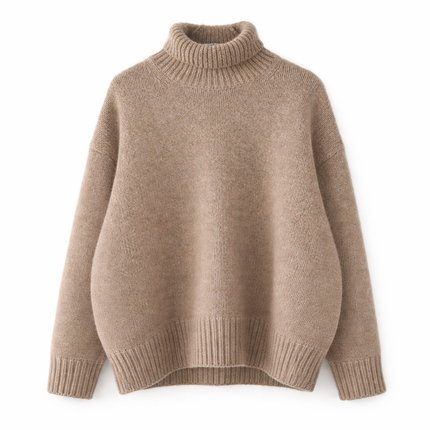 Tykk Kasjmirgenser for Dame – Høyhalset Strikkegenser i Løs Passform | Varm, Myk & Elegant til Høst og Vinter 2024