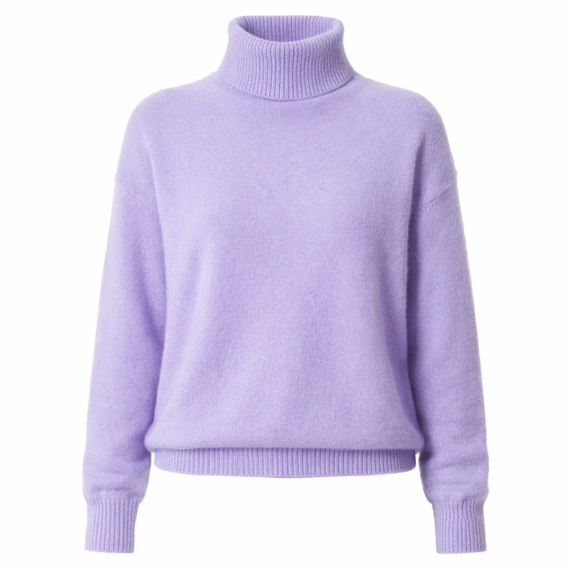 Damegenser i 100% Kasjmir & Mink – Tykk, Varm & Eksklusiv Strikkegenser med Høy Hals | Plus Size