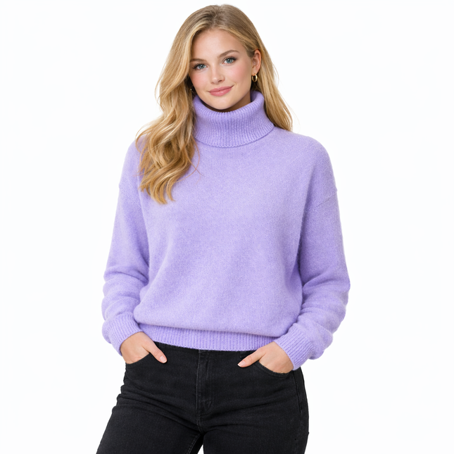 Damegenser i 100% Kasjmir & Mink – Tykk, Varm & Eksklusiv Strikkegenser med Høy Hals | Plus Size