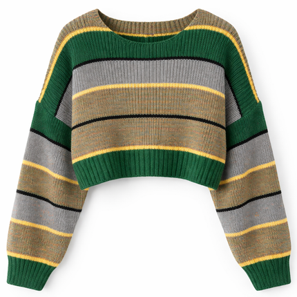 Y2K Strikkegenser for Dame – Stripete & Tykk Pullover | Trendy E-girl Høst/Vinter 2025