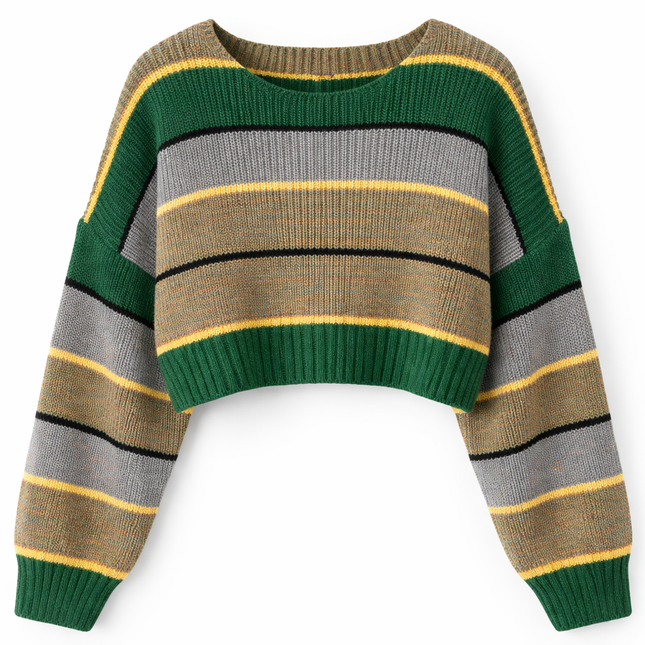 Y2K Strikkegenser for Dame – Stripete & Tykk Pullover | Trendy E-girl Høst/Vinter 2025