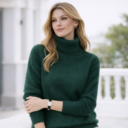 Damegenser i 100% Kasjmir & Mink – Tykk, Varm & Eksklusiv Strikkegenser med Høy Hals | Plus Size