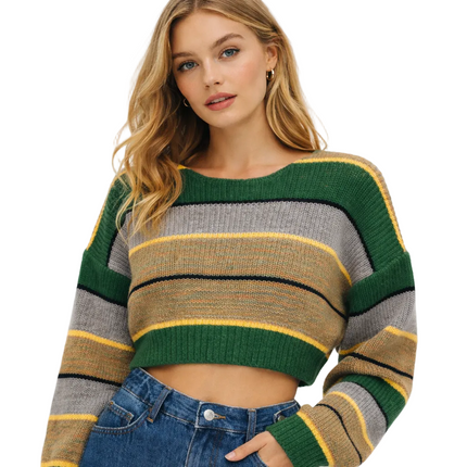 Y2K Strikkegenser for Dame – Stripete & Tykk Pullover | Trendy E-girl Høst/Vinter 2025