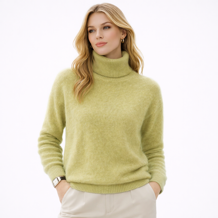 Damegenser i 100% Kasjmir & Mink – Tykk, Varm & Eksklusiv Strikkegenser med Høy Hals | Plus Size