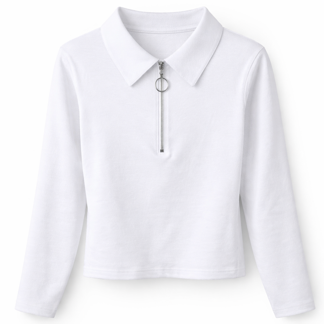 Damegenser med Glidelås & Krage – Ensfarget, Langermet & Løs Passform | Chic Høststil