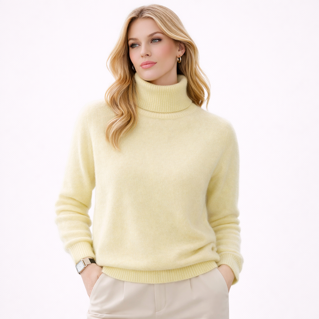 Damegenser i 100% Kasjmir & Mink – Tykk, Varm & Eksklusiv Strikkegenser med Høy Hals | Plus Size