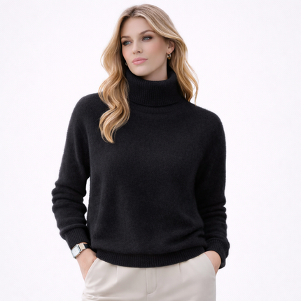 Damegenser i 100% Kasjmir & Mink – Tykk, Varm & Eksklusiv Strikkegenser med Høy Hals | Plus Size