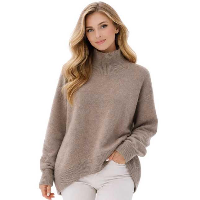 Ullgenser for Dame – Høyhalset Myk Strikkegenser med Lange Ermer | Varm, Klassisk & Komfortabel til Vinteren