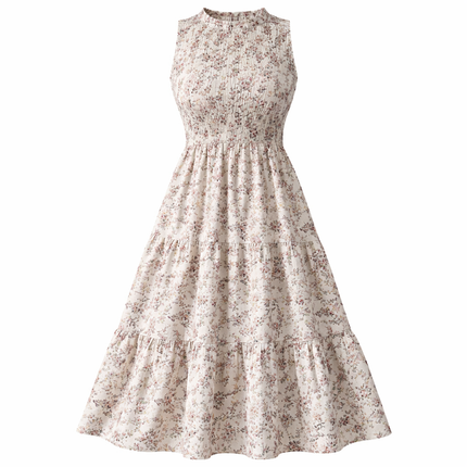 Ermeløs Sommerkleid mit Print – Lang A-Linie Strandkleid für Ferie & Hverdag (Streetwear)