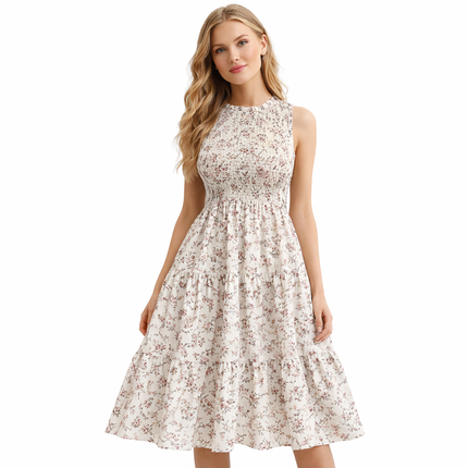 Ermeløs Sommerkleid mit Print – Lang A-Linie Strandkleid für Ferie & Hverdag (Streetwear)