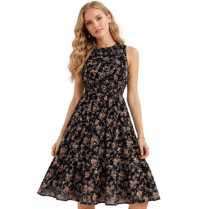 Ermeløs Sommerkleid mit Print – Lang A-Linie Strandkleid für Ferie & Hverdag (Streetwear)