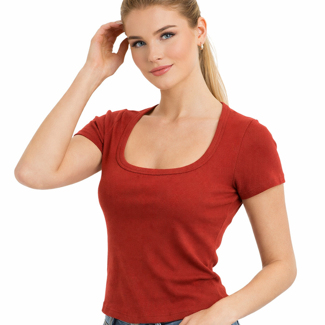 Sommerlig Kvadratisk Hals Crop Top – Kortermet Slim Fit