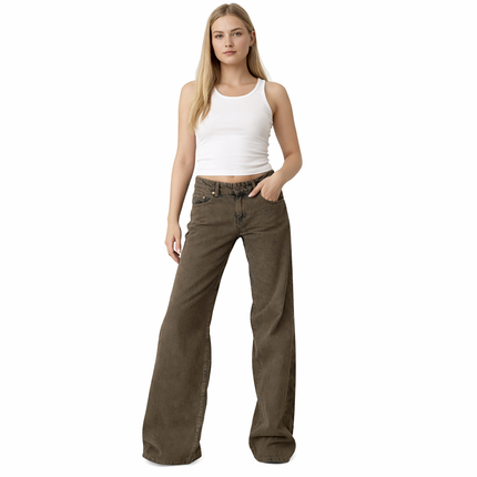 Y2K Baggy Jeans – Lav Midje & Vide Bein for Kvinner