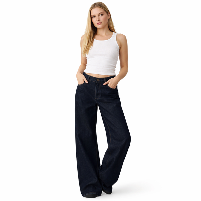 Y2K Baggy Jeans – Lav Midje & Vide Bein for Kvinner