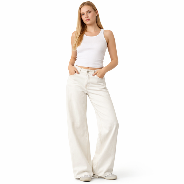 Y2K Baggy Jeans – Lav Midje & Vide Bein for Kvinner