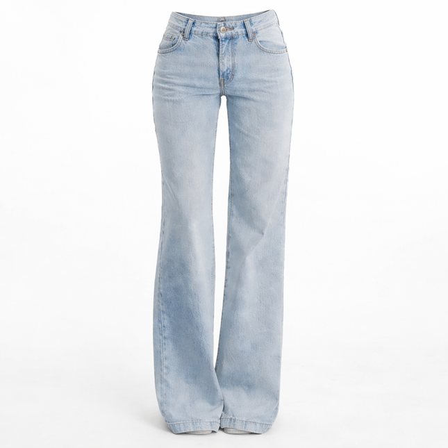 Lyseblå Jeans med Lav Midje – Vintage Straight Fit