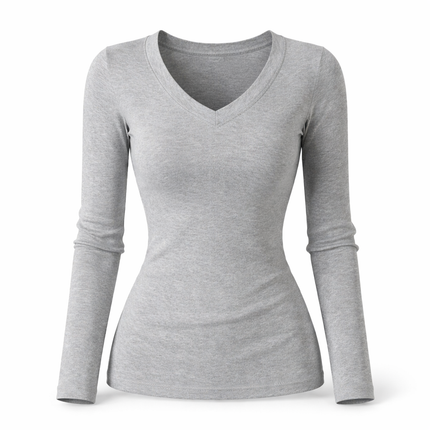 Damegenser med V-hals – Ensfarget, Langermet & Chic Design | Høst/Vinter