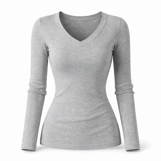 Damegenser med V-hals – Ensfarget, Langermet & Chic Design | Høst/Vinter