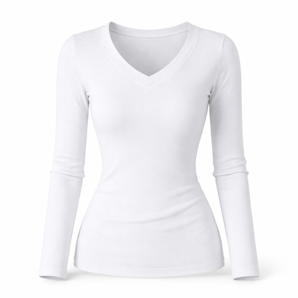 Damegenser med V-hals – Ensfarget, Langermet & Chic Design | Høst/Vinter