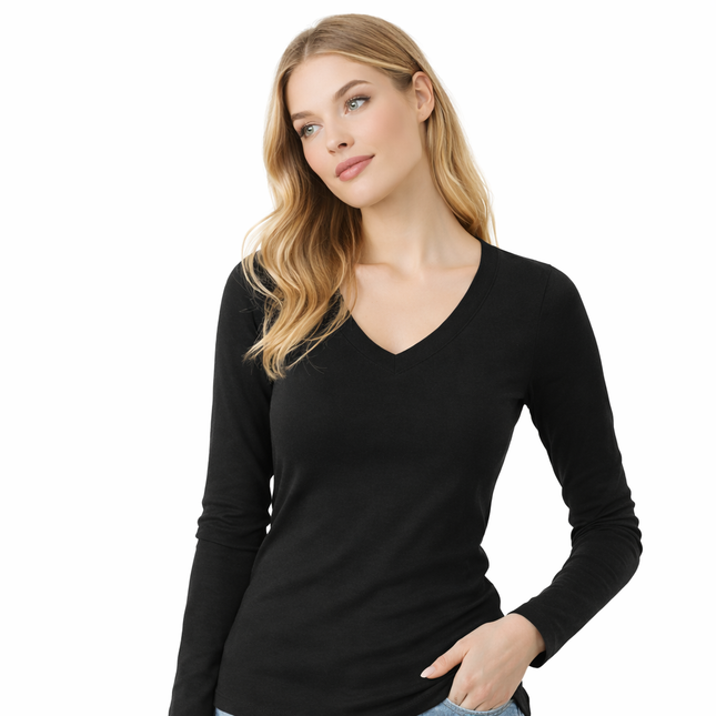 Damegenser med V-hals – Ensfarget, Langermet & Chic Design | Høst/Vinter