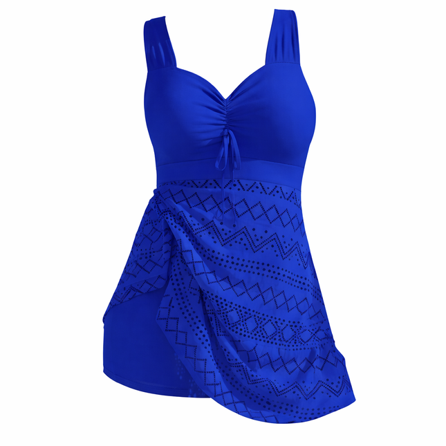 Plus Size Tankini Badedrakt for Dame – Vintage Todelt Sett med Høy Midje og Shorts